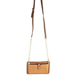 Steve Madden Faux Leather Crossbody Purse Wallet Caramel